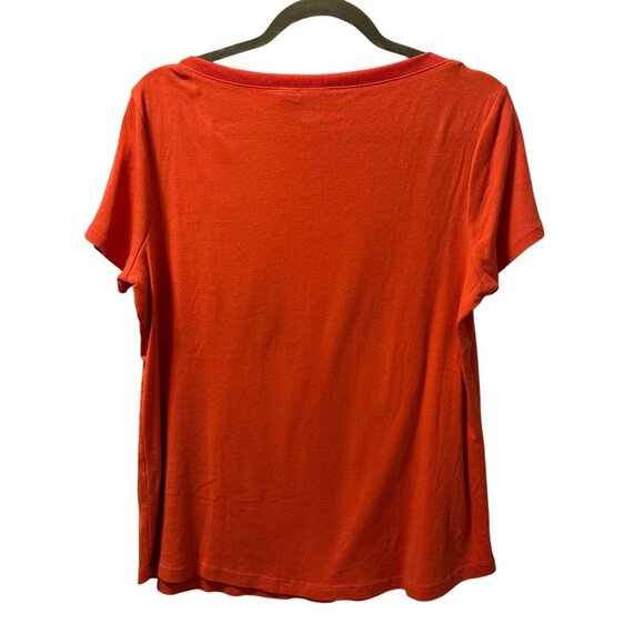 Chicos Orange Short-Sleeve Cotton Blend Top Size L Casual Lightweight Crew Neck - Picture 10 of 12